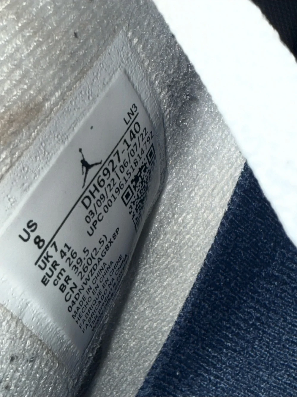 Jordan 4 Retro White/Midnight Navy With Original Box
